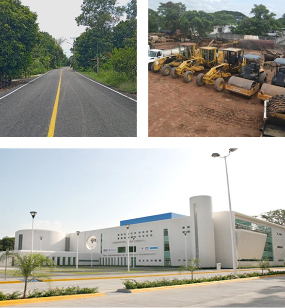 Construcción de carreteras, instalaciones y edificios institucionales